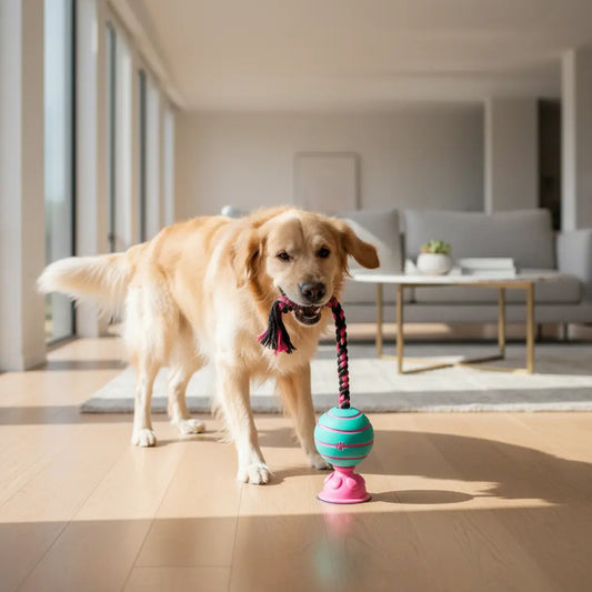 Dog tugging suction ball