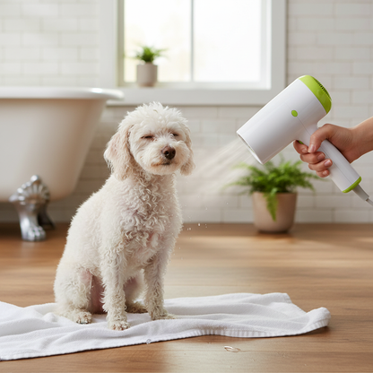 Drying poodle after bath
