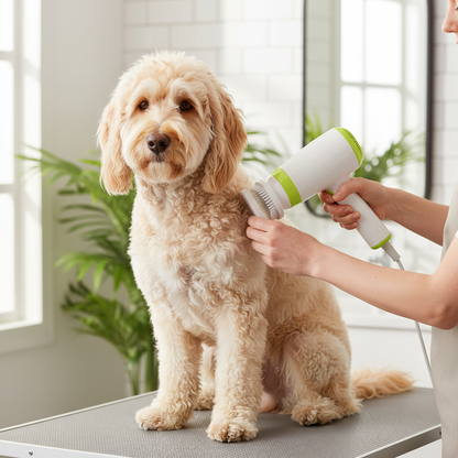 Grooming with hair dryer